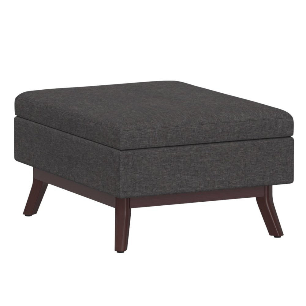 34" Natural And Brown Upholstery Ottoman With Storage