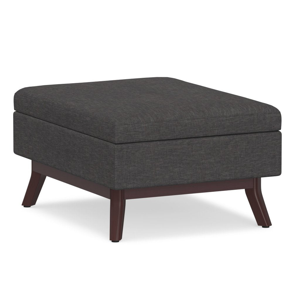 34" Natural And Brown Upholstery Ottoman With Storage