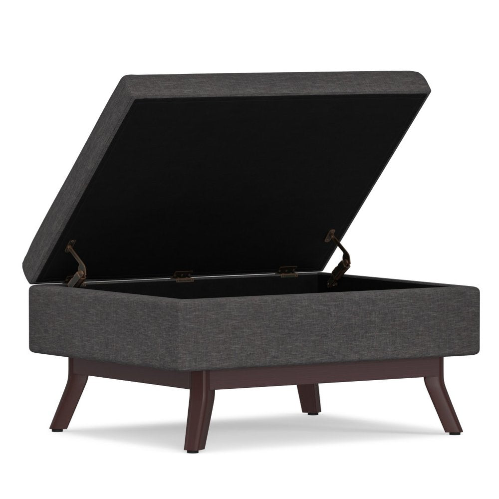 34" Natural And Brown Upholstery Ottoman With Storage