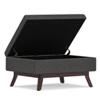 34" Natural And Brown Upholstery Ottoman With Storage