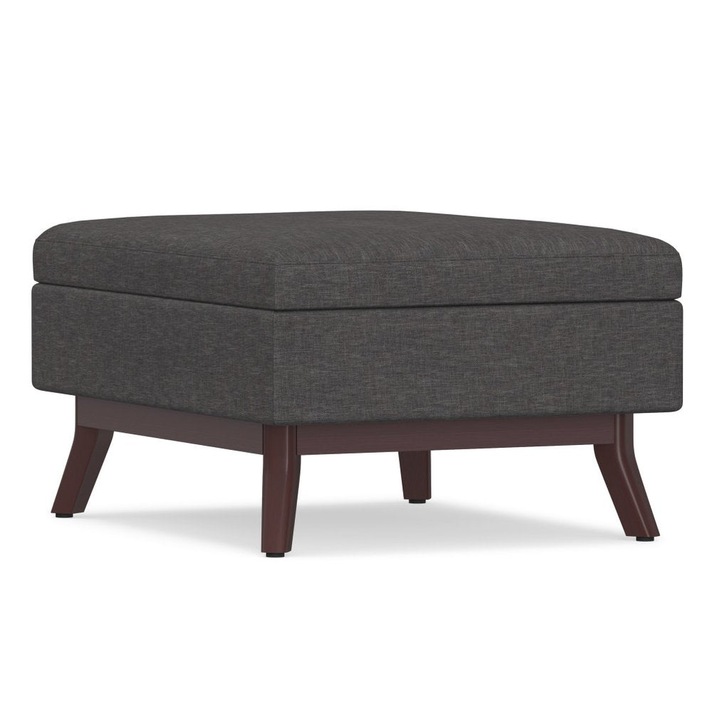 34" Natural And Brown Upholstery Ottoman With Storage