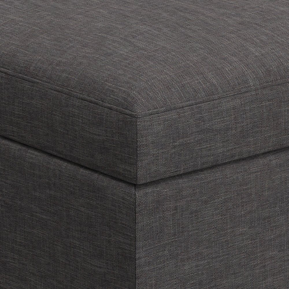 34" Natural And Brown Upholstery Ottoman With Storage