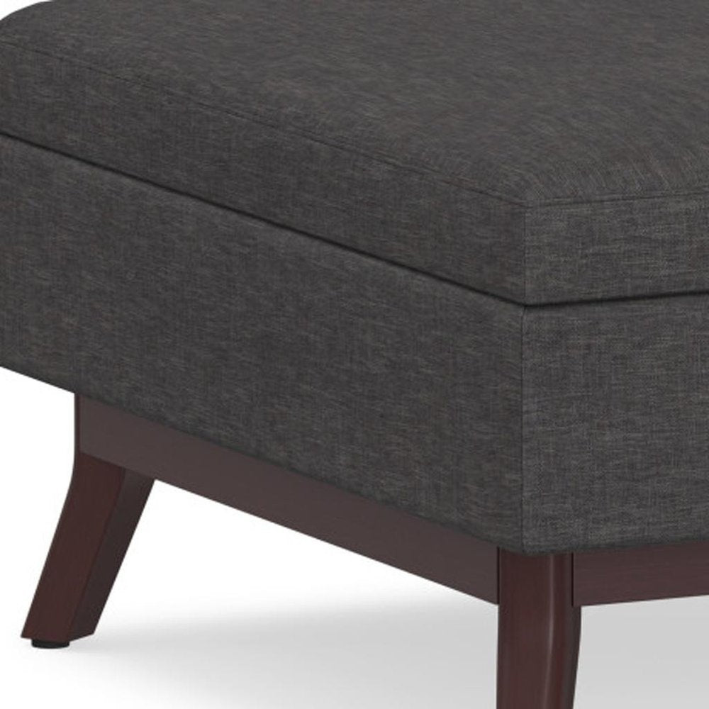 34" Natural And Brown Upholstery Ottoman With Storage