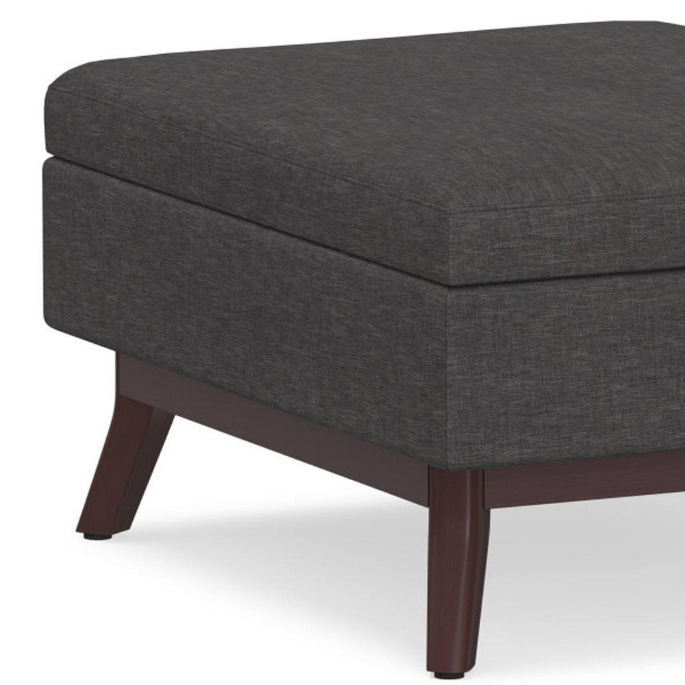 34" Natural And Brown Upholstery Ottoman With Storage