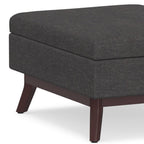 34" Natural And Brown Upholstery Ottoman With Storage
