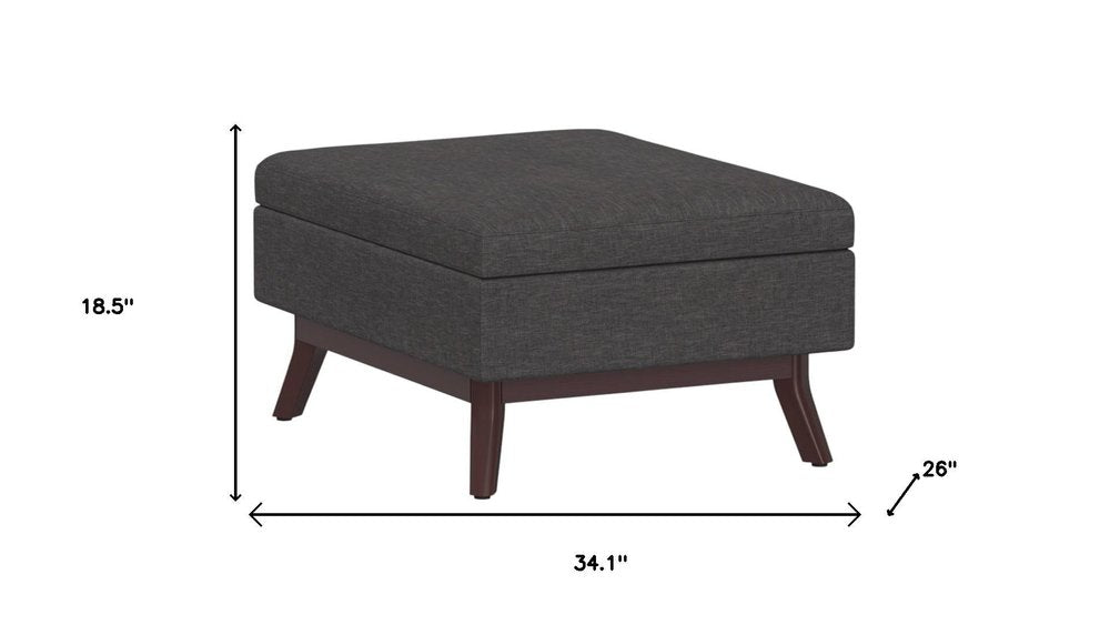 34" Natural And Brown Upholstery Ottoman With Storage