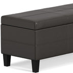 48" Brown And Dark Brown Faux Leather Ottoman With Storage