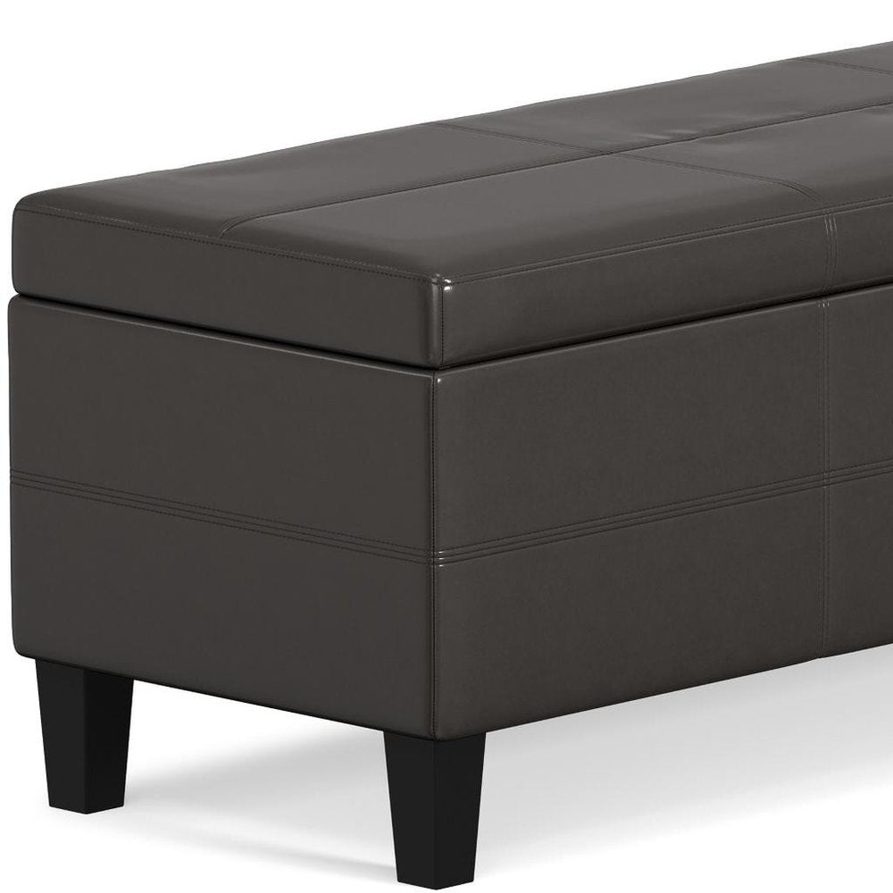 48" Brown And Dark Brown Faux Leather Ottoman With Storage