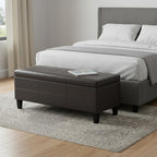 48" Brown And Dark Brown Faux Leather Ottoman With Storage