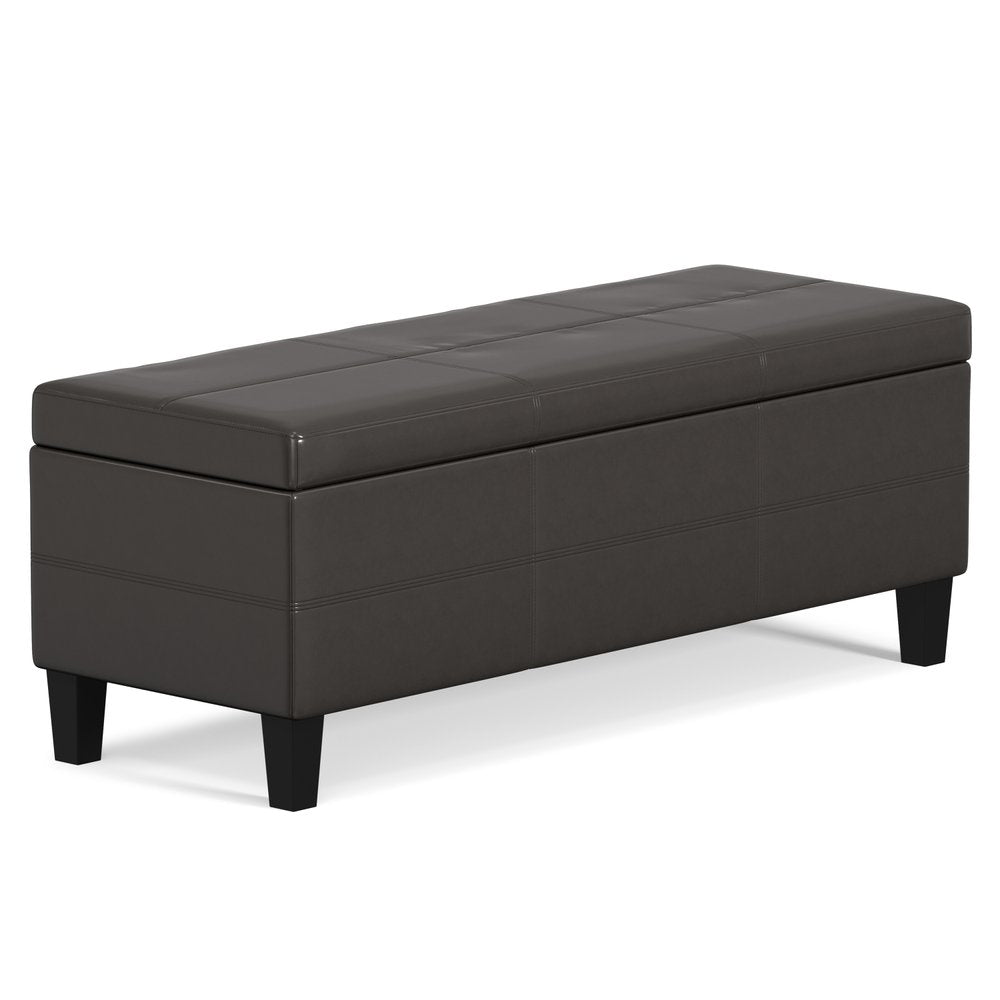 48" Brown And Dark Brown Faux Leather Ottoman With Storage