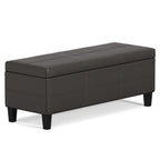 48" Brown And Dark Brown Faux Leather Ottoman With Storage