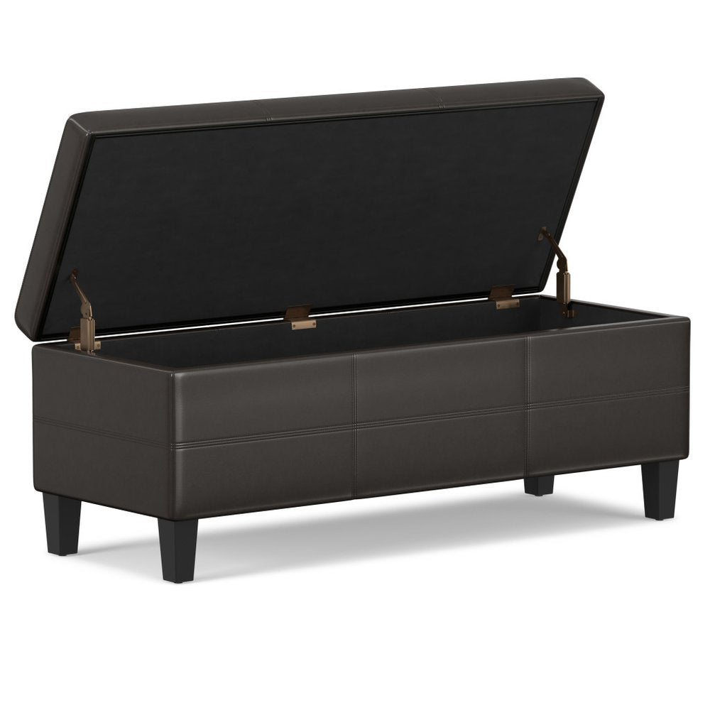 48" Brown And Dark Brown Faux Leather Ottoman With Storage