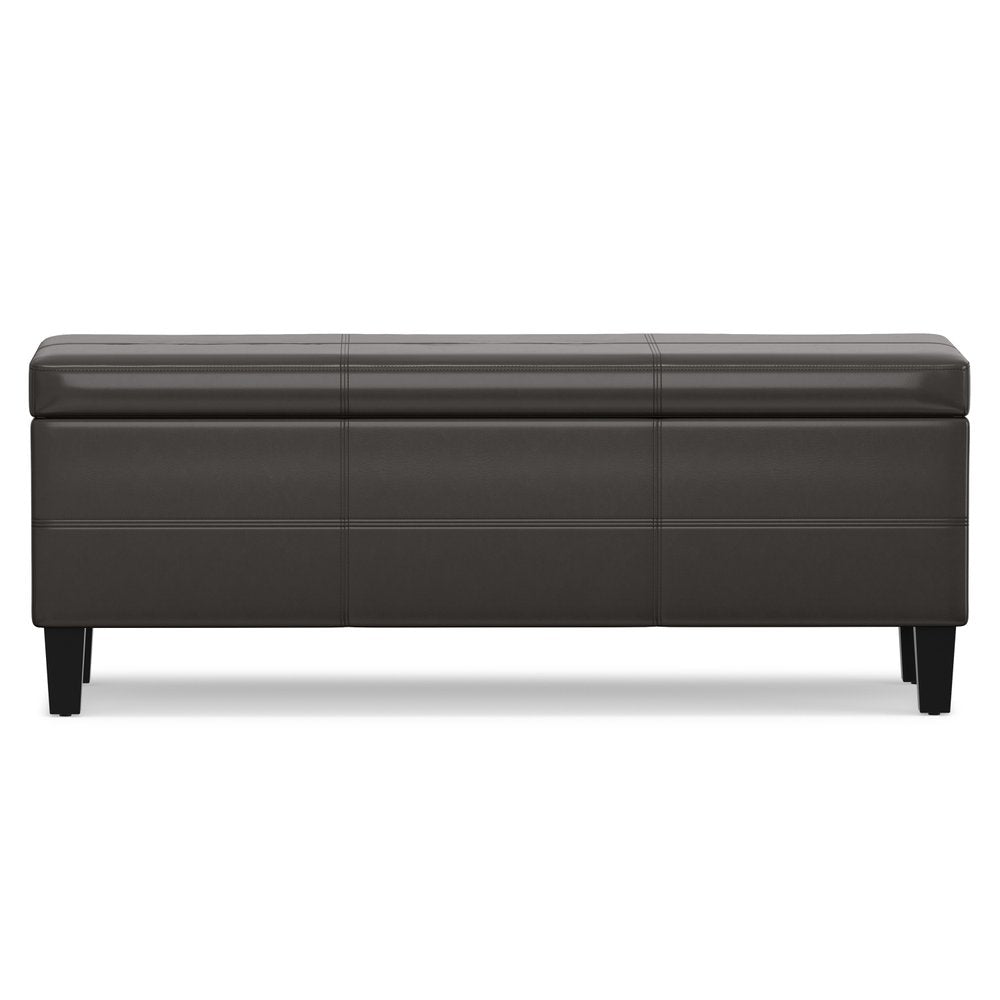 48" Brown And Dark Brown Faux Leather Ottoman With Storage