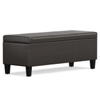 48" Brown And Dark Brown Faux Leather Ottoman With Storage