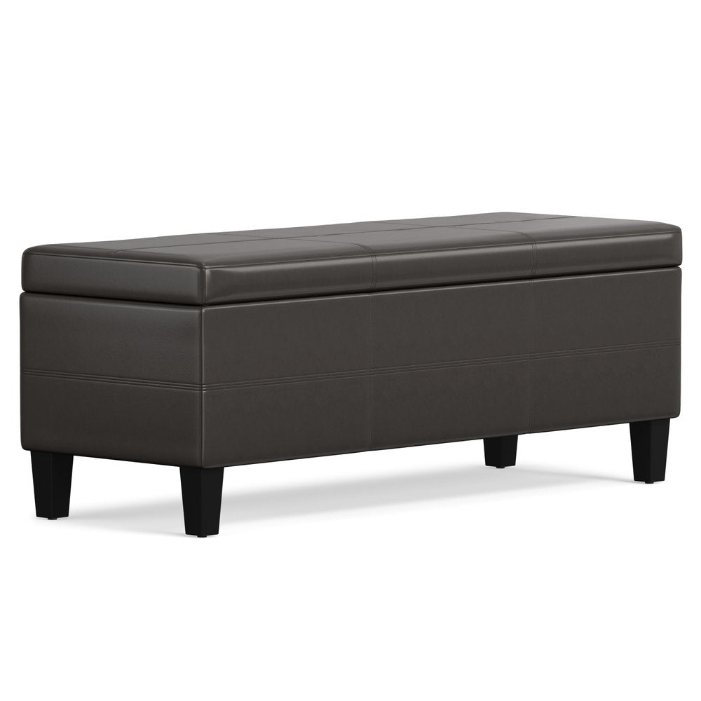 48" Brown And Dark Brown Faux Leather Ottoman With Storage