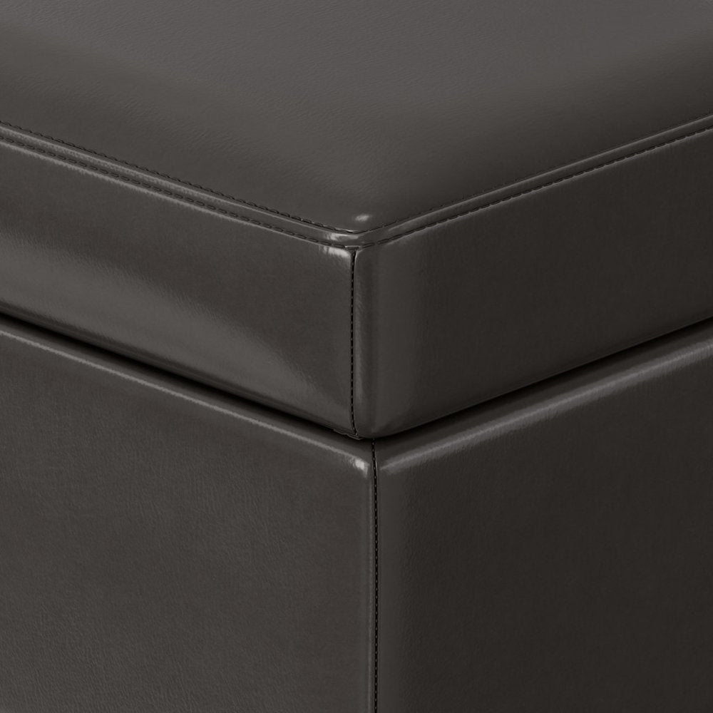 48" Brown And Dark Brown Faux Leather Ottoman With Storage