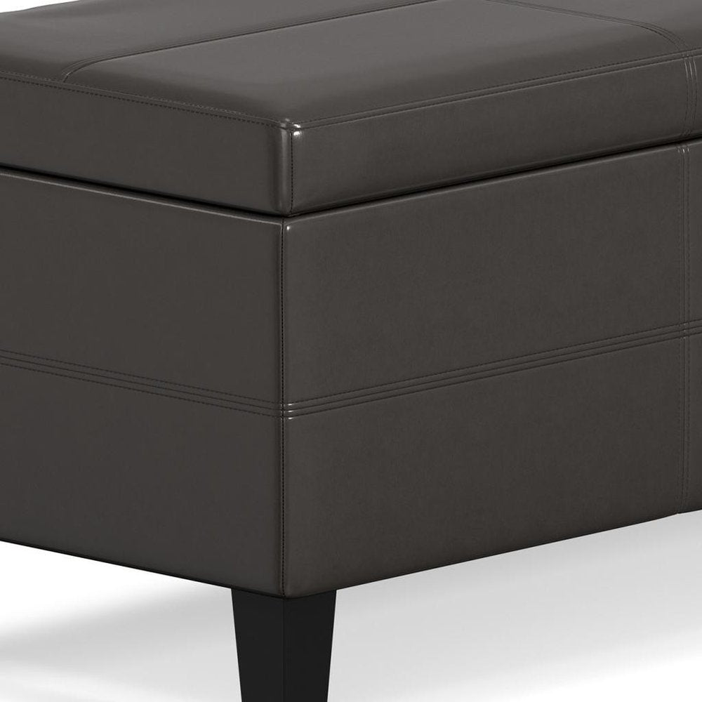 48" Brown And Dark Brown Faux Leather Ottoman With Storage