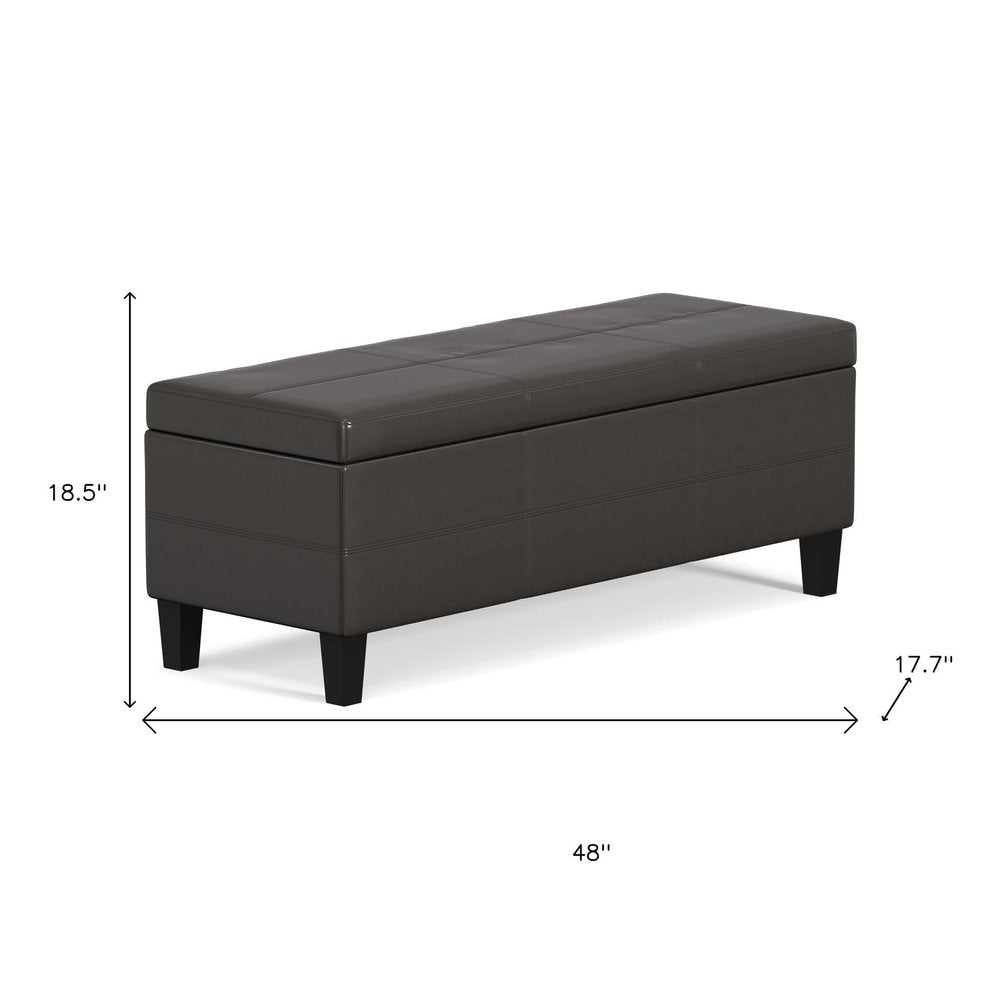 48" Brown And Dark Brown Faux Leather Ottoman With Storage
