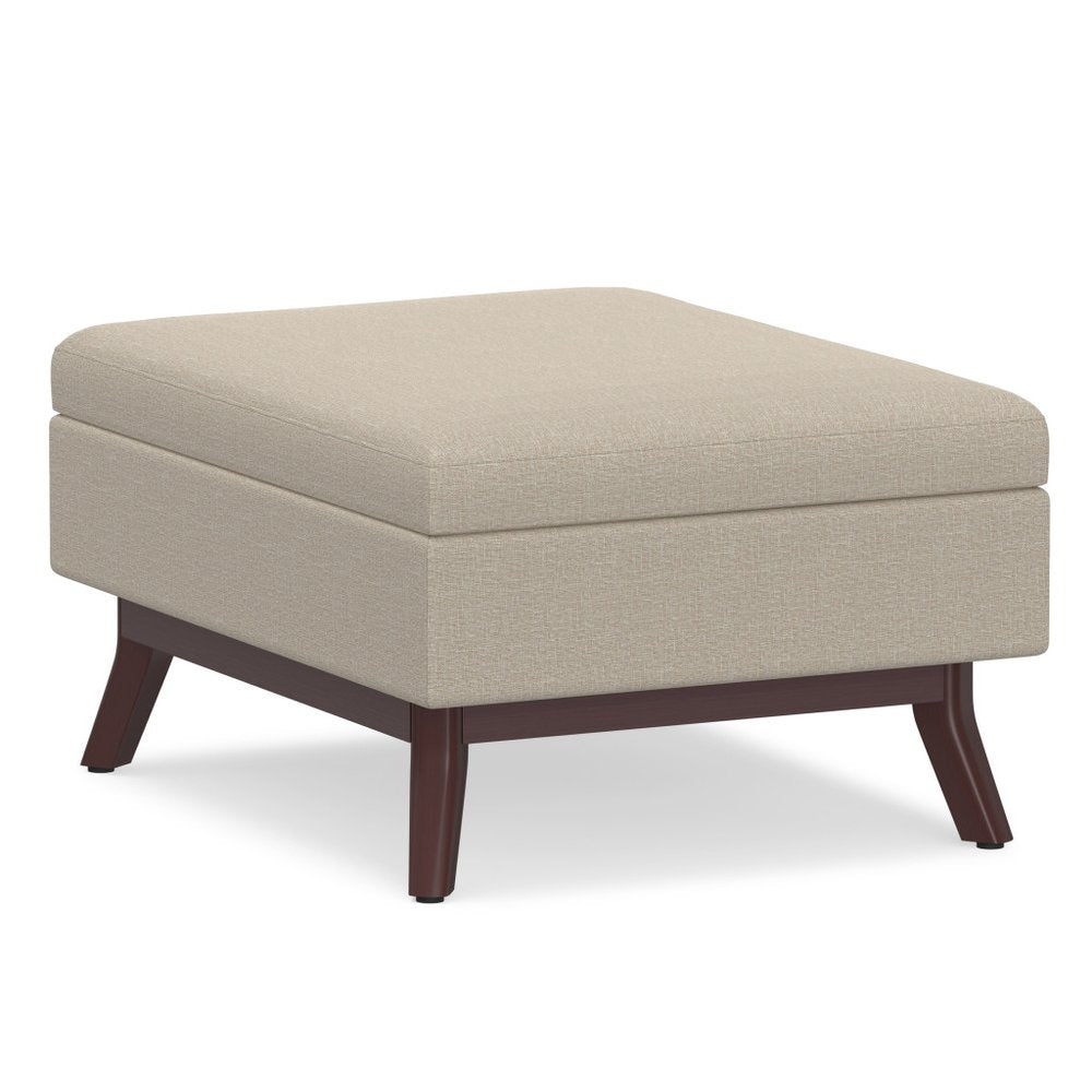 34" Natural And Brown Upholstery Ottoman With Storage