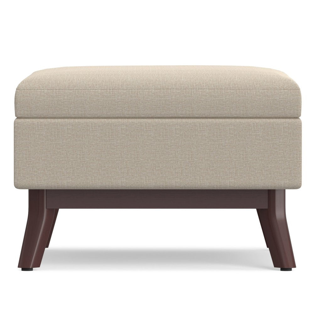 34" Natural And Brown Upholstery Ottoman With Storage