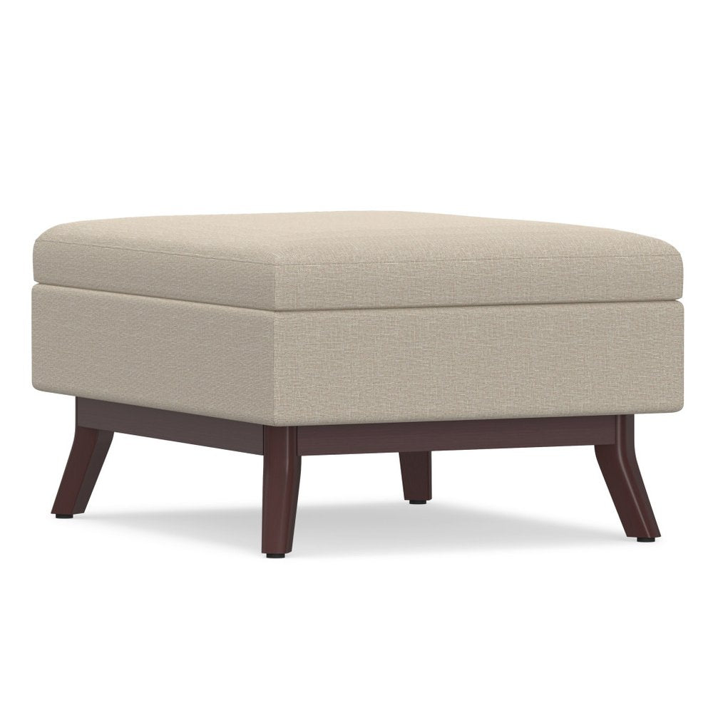 34" Natural And Brown Upholstery Ottoman With Storage