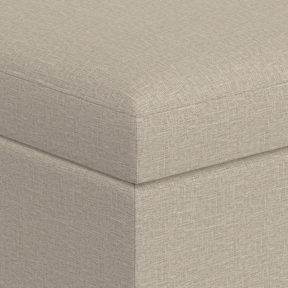 34" Natural And Brown Upholstery Ottoman With Storage