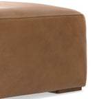 34" Brown Leather Cocktail Ottoman