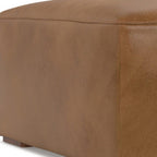34" Brown Leather Cocktail Ottoman