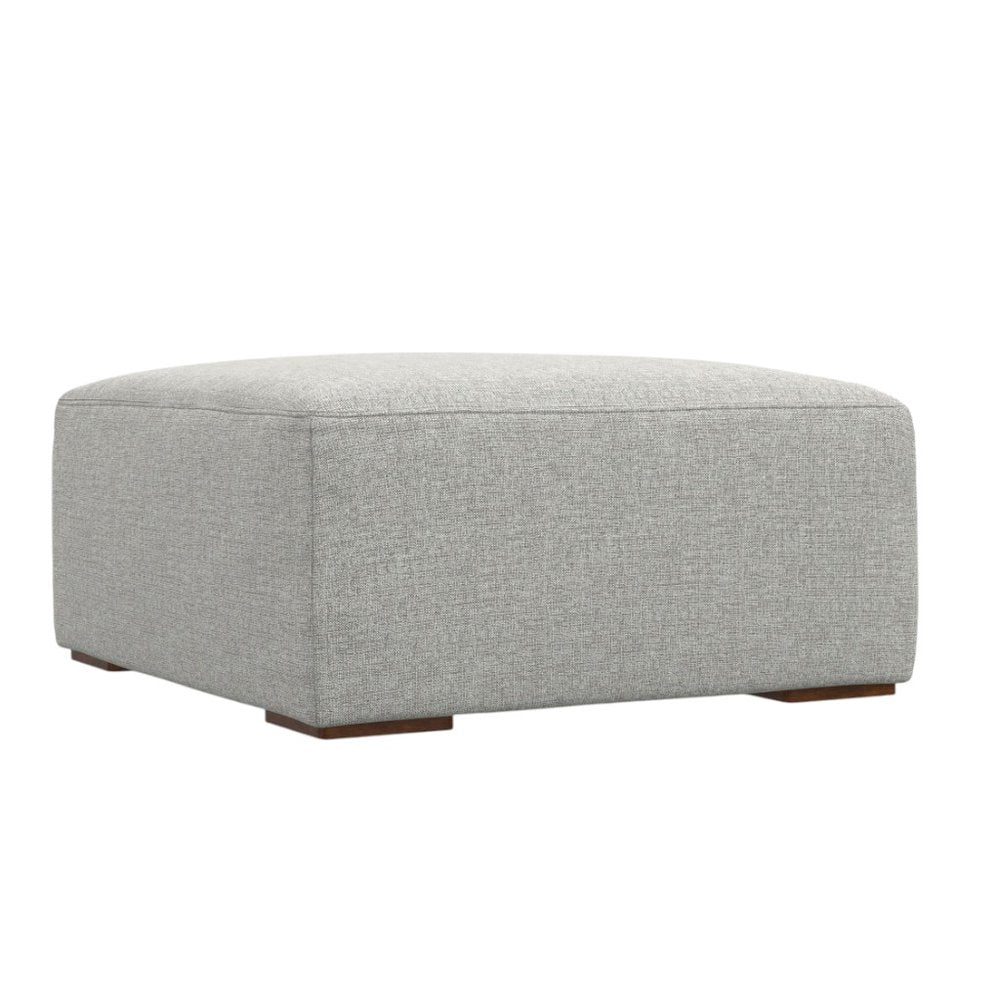 34" Gray and Brown Fabric Cocktail Ottoman