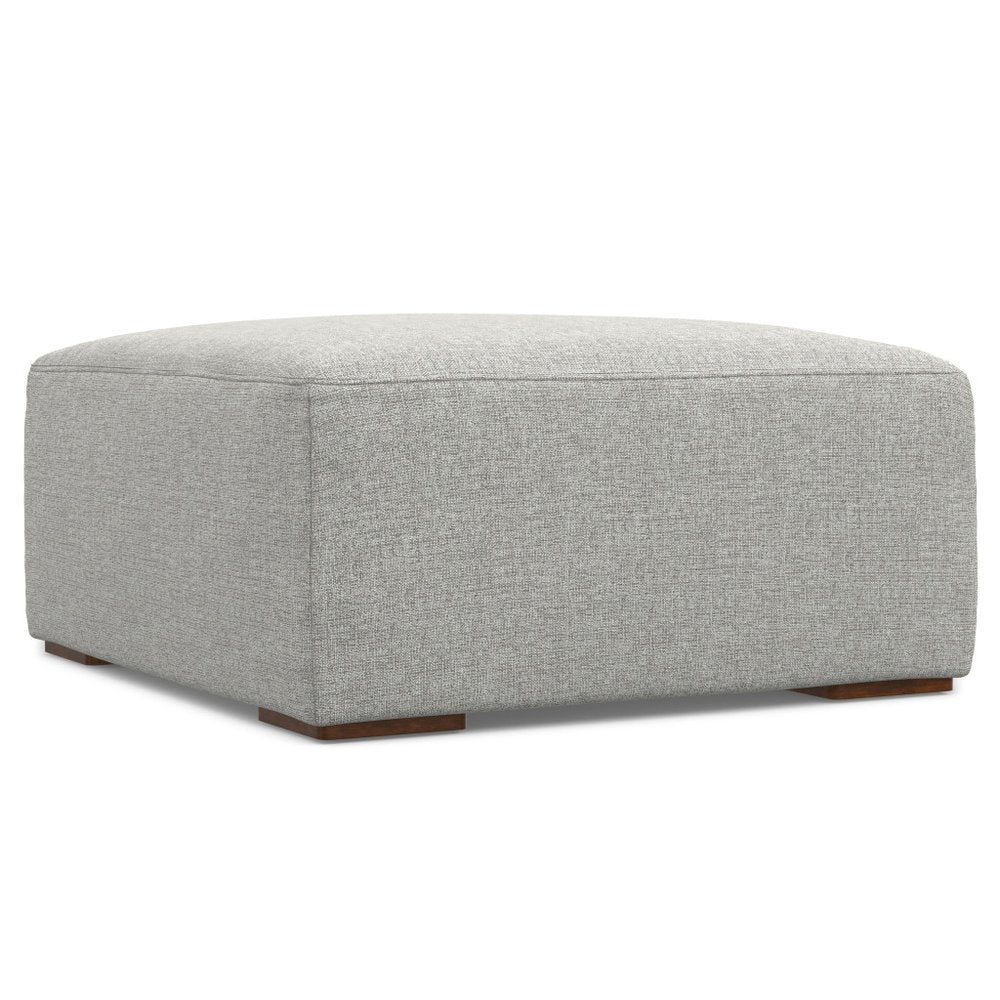 34" Gray and Brown Fabric Cocktail Ottoman