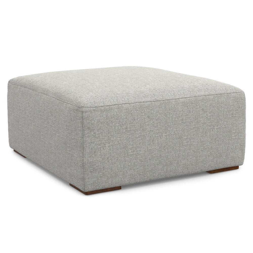 34" Gray and Brown Fabric Cocktail Ottoman