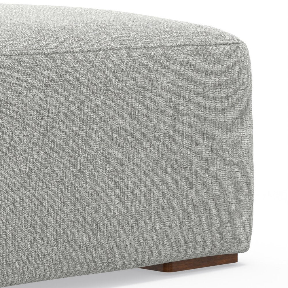 34" Gray and Brown Fabric Cocktail Ottoman