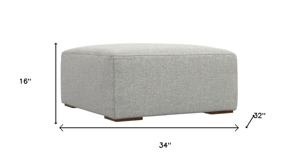 34" Gray and Brown Fabric Cocktail Ottoman