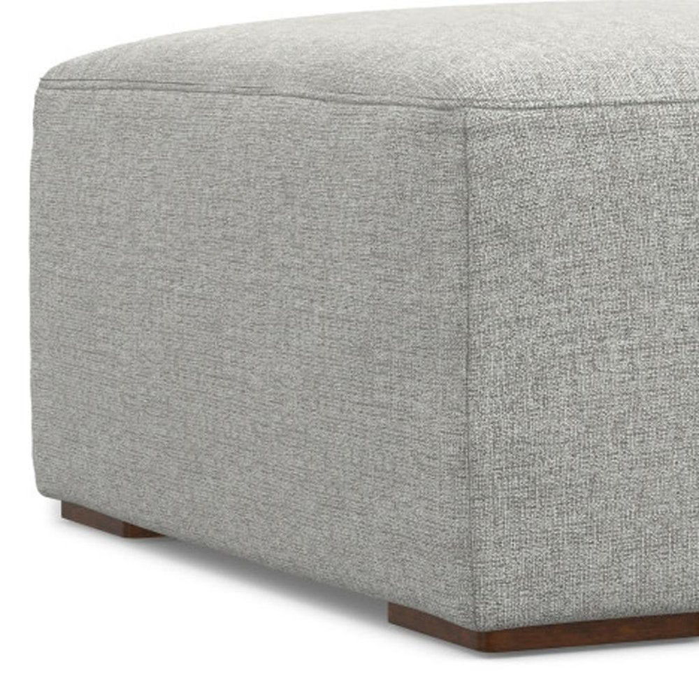 34" Gray and Brown Fabric Cocktail Ottoman