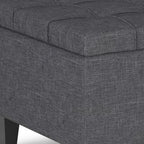 34" Gray and Dark Brown Linen Tufted Cocktail Ottoman With Storage