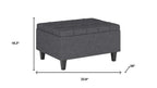 34" Gray and Dark Brown Linen Tufted Cocktail Ottoman With Storage
