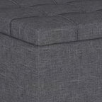 34" Gray and Dark Brown Linen Tufted Cocktail Ottoman With Storage