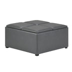 35" Black Faux Leather Ottoman With Storage
