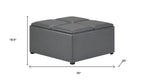 35" Black Faux Leather Ottoman With Storage