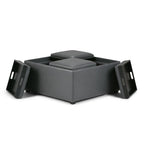 35" Black Faux Leather Ottoman With Storage