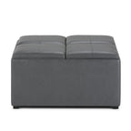 35" Black Faux Leather Ottoman With Storage