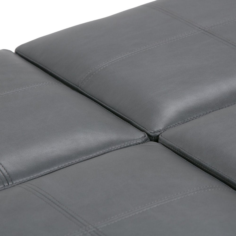 35" Black Faux Leather Ottoman With Storage