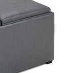 35" Black Faux Leather Ottoman With Storage