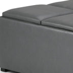 35" Black Faux Leather Ottoman With Storage