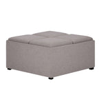 35" Cloud And Dark Brown Upholstery Ottoman With Storage