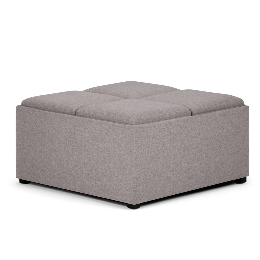 35" Cloud And Dark Brown Upholstery Ottoman With Storage