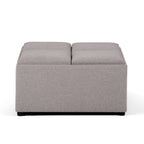 35" Cloud And Dark Brown Upholstery Ottoman With Storage