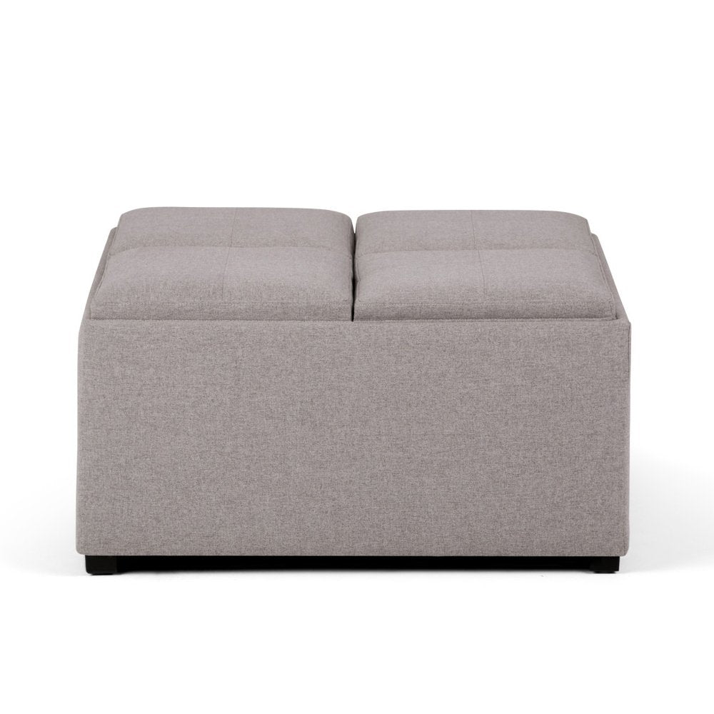35" Cloud And Dark Brown Upholstery Ottoman With Storage