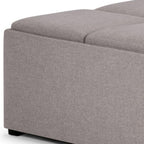 35" Cloud And Dark Brown Upholstery Ottoman With Storage
