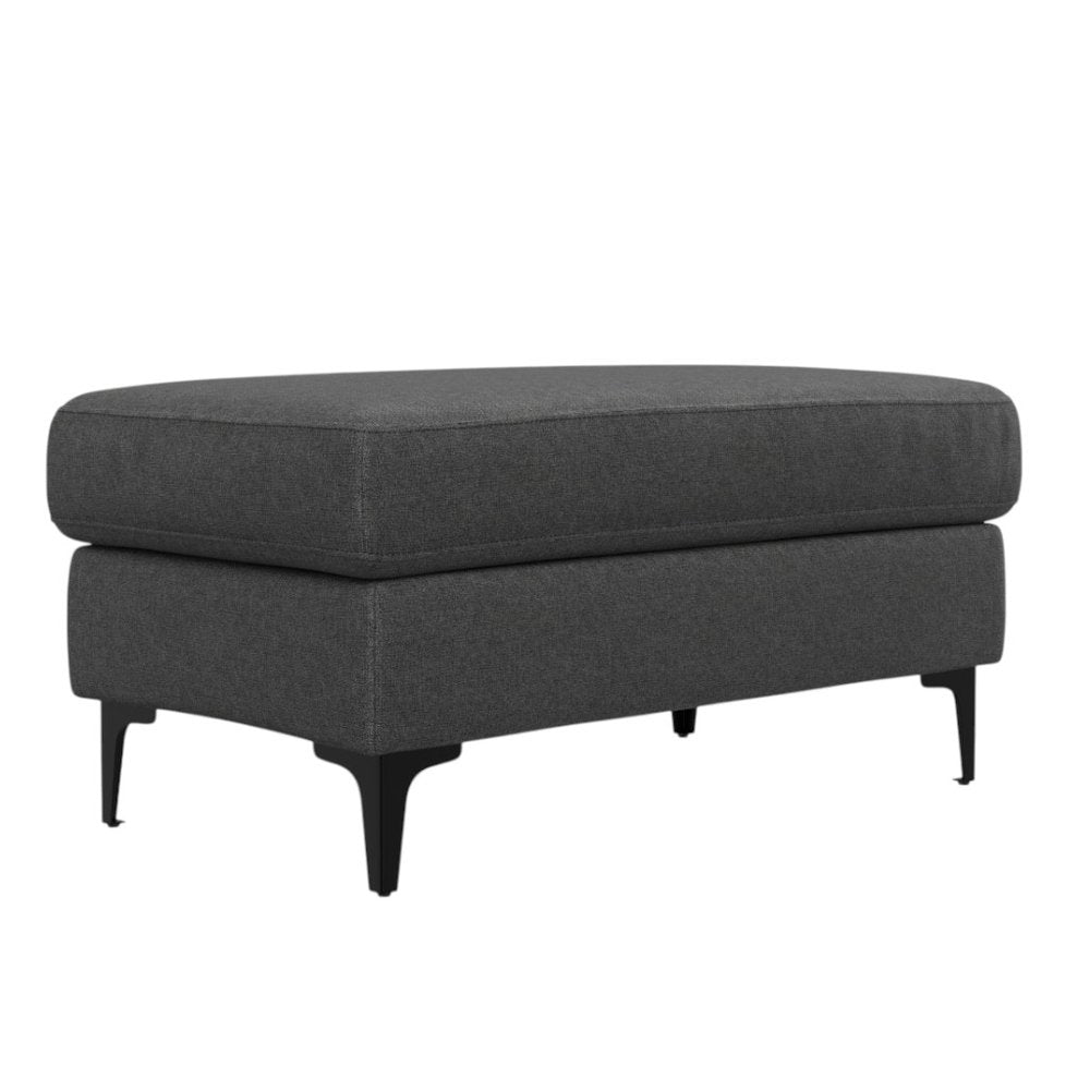 36" Cream And Black Fabric Cocktail Ottoman